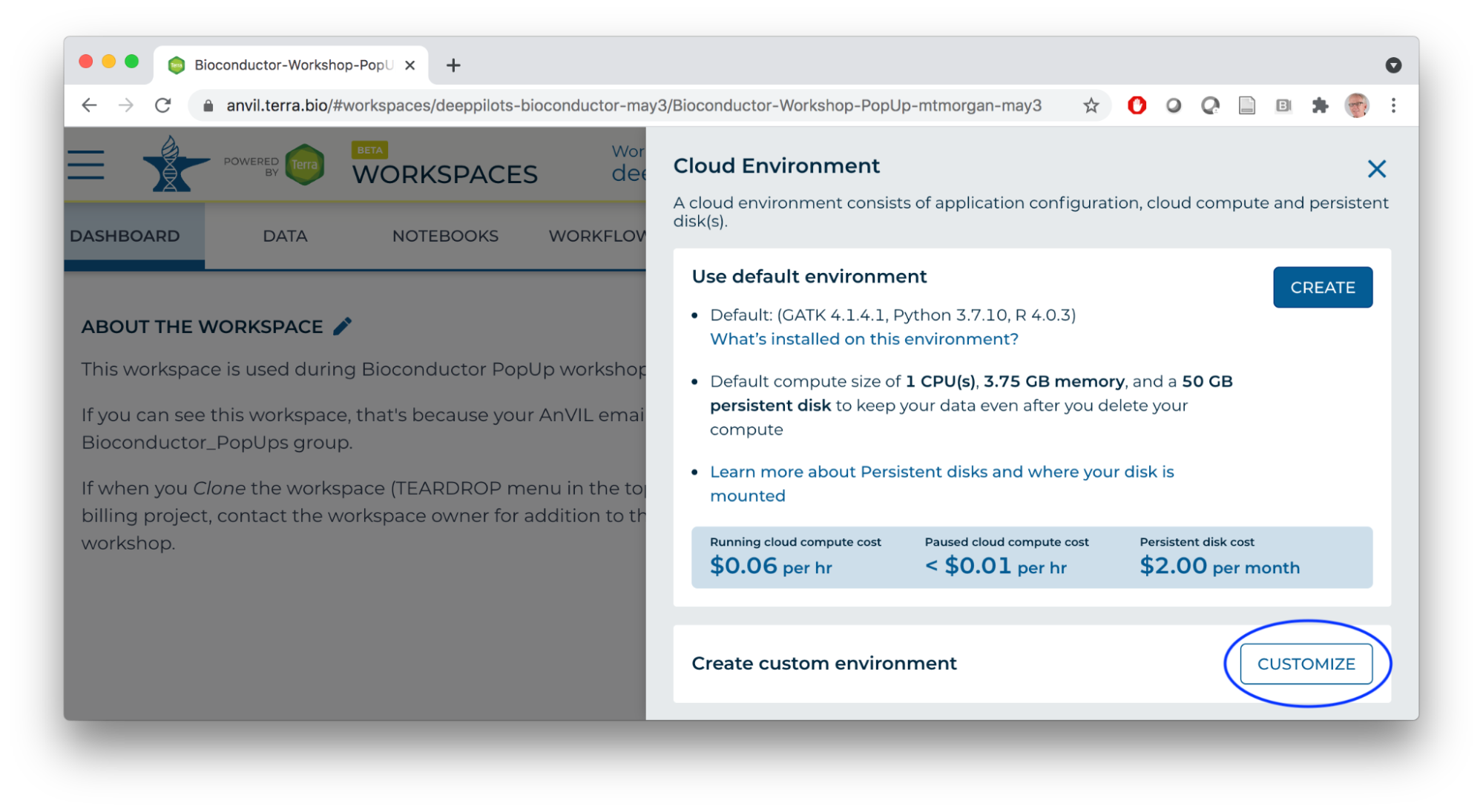 Start an RStudio Cloud Environment