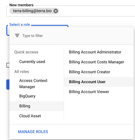 Linking Terra to Google Billing Account